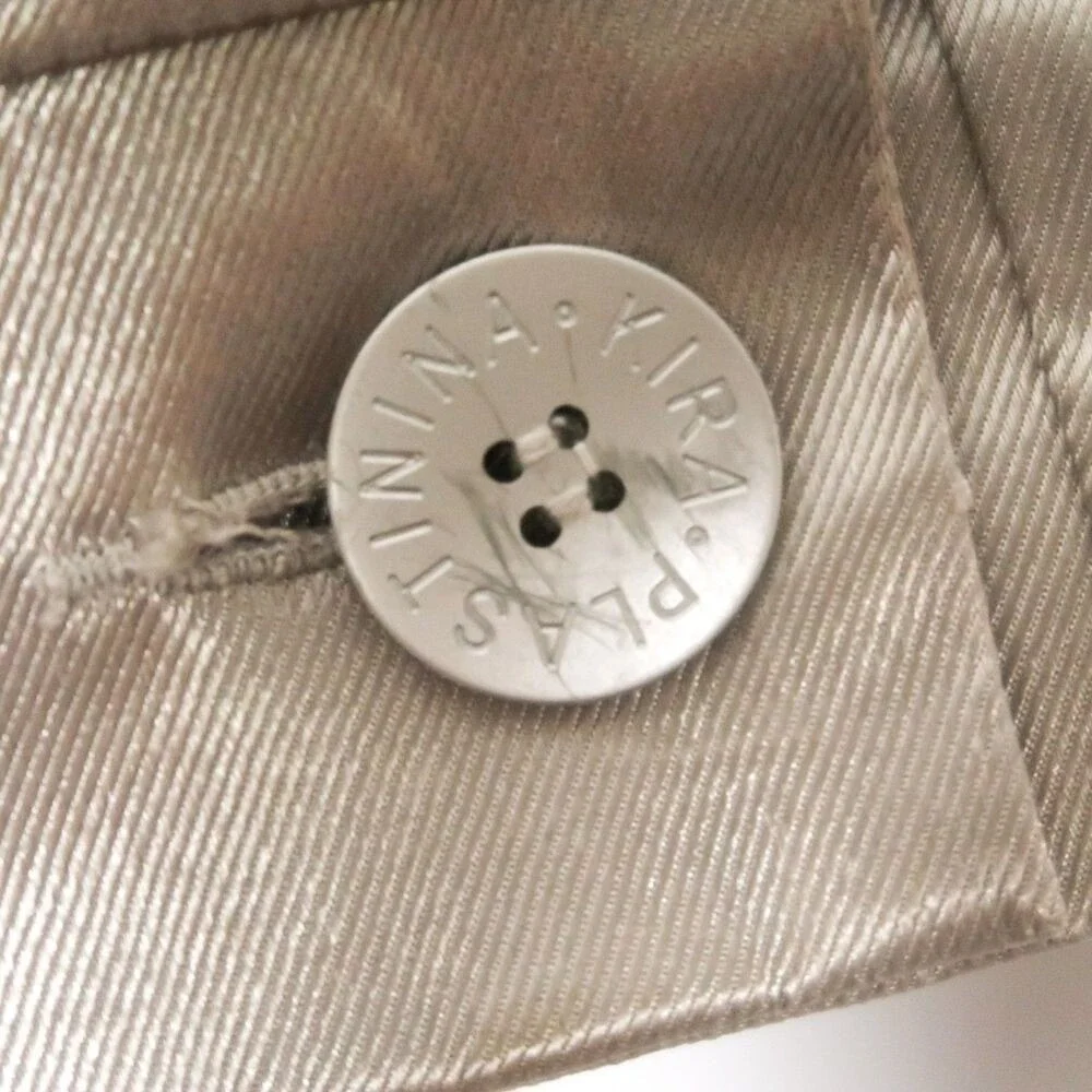 Kira Plastinina Womens Blazer‎ Jacket Size M Silver Coat Satin 90s Metallic